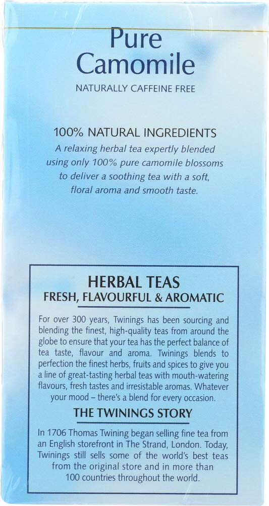 Twinings Pure Camomile Tea - Herbal Tea Bags, 60 Count (3x20 Bags)