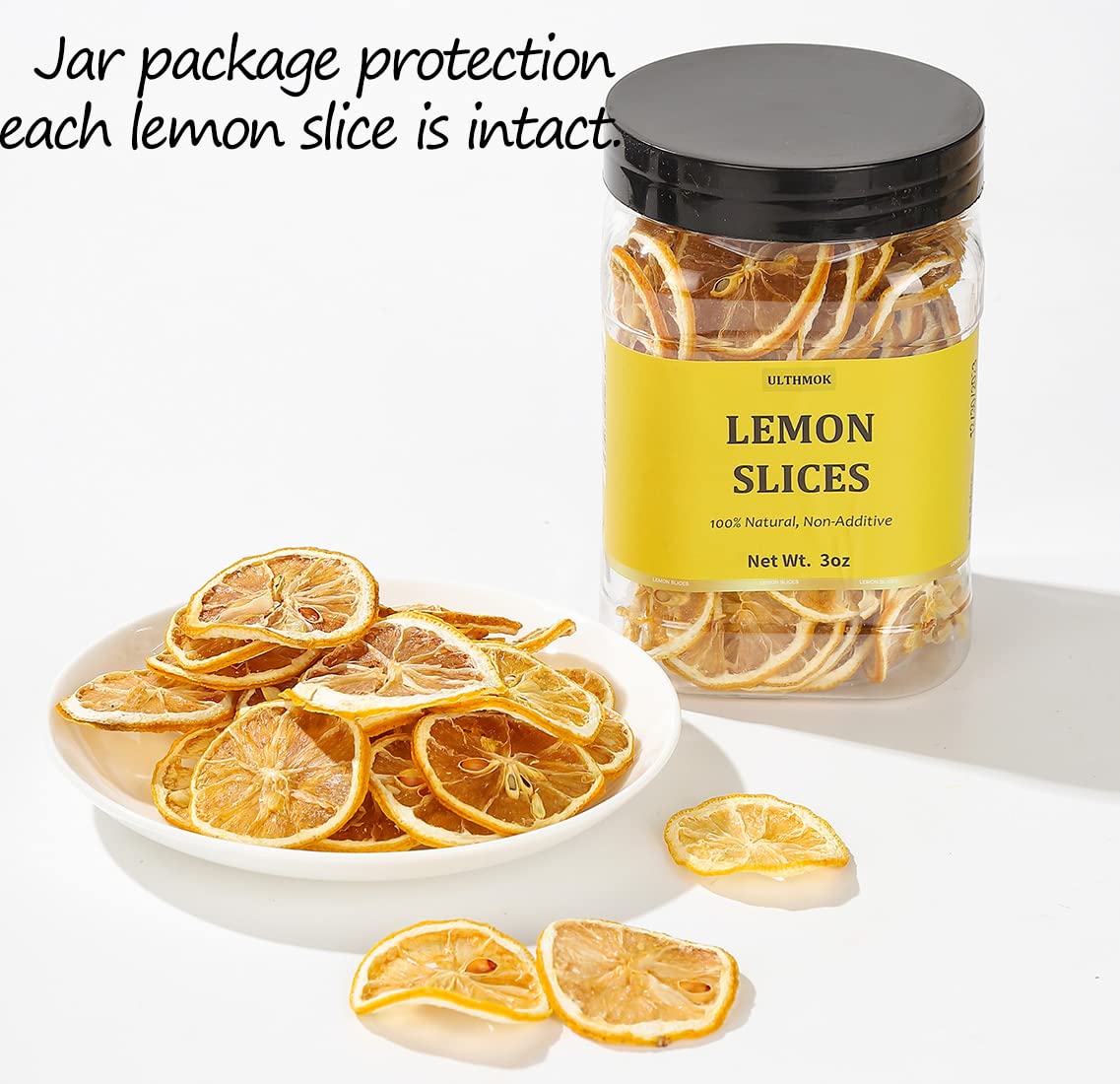 Premium Dried Lemon Slices 3 Oz/85G,Dehydrated Dry Lemon.100% Natural & No Additives,No Sugar Added.