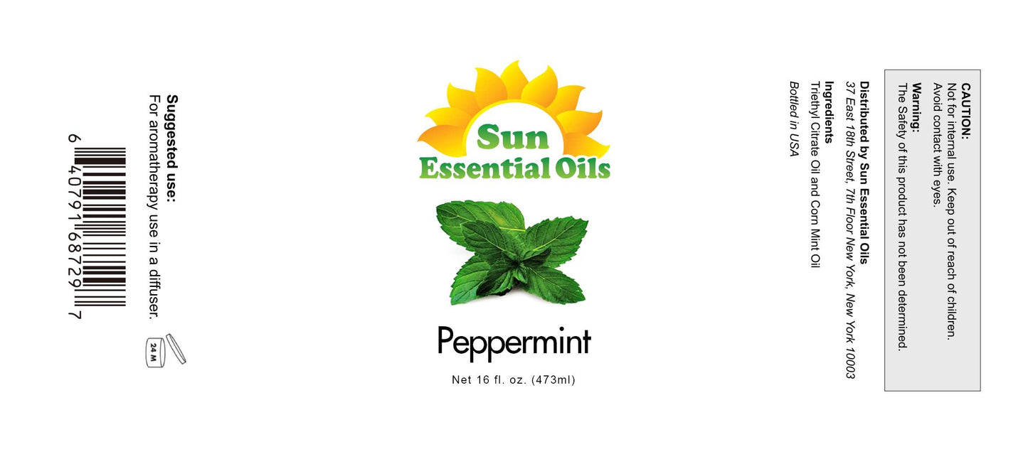Sun Essential Oils 16Oz - Peppermint Essential Oil - 16 Fluid Ounces