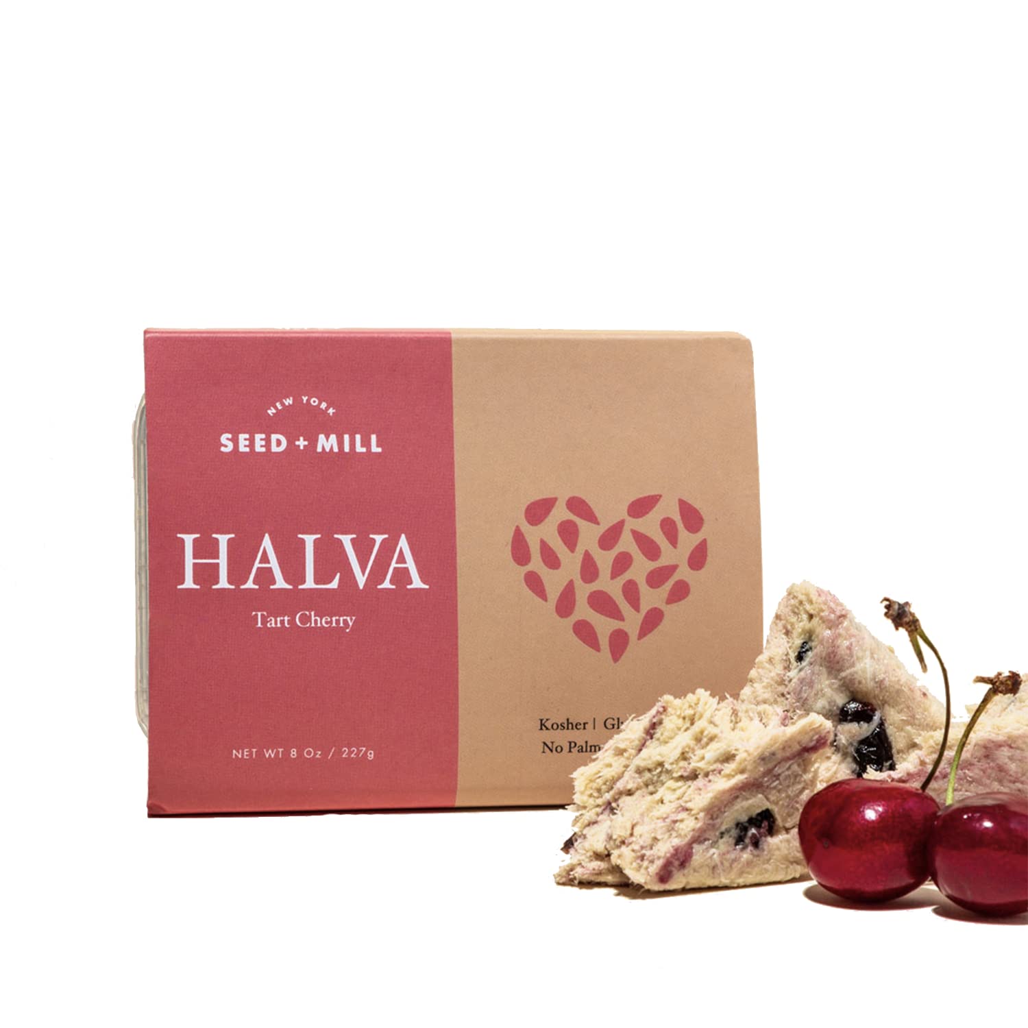 Seed + Mill - Halva - Tart Cherry - Vegan, Kosher, Gluten Free - Enjoy This Soft, Fudgelike Candy Made from Sesame Paste, Pops o