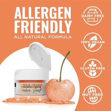 Bakell - Pumpkin Orange Tinker Dust (5G, 1X Jar) Edible Glitter For Food, Desserts, And Beverages!