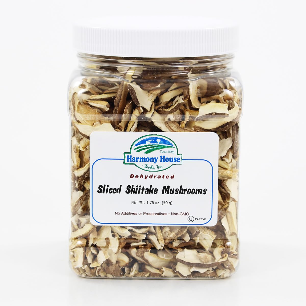 Harmony House Foods Dried Sliced Shiitake Mushrooms (1.75 oz, Quart Size Jar)