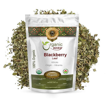 Organic Way Dried Blackberry Leaf Whole (Rubus Fruticosus) - European Wild-Harvest | Organic & Kosher Certified | Raw, Vegan, No