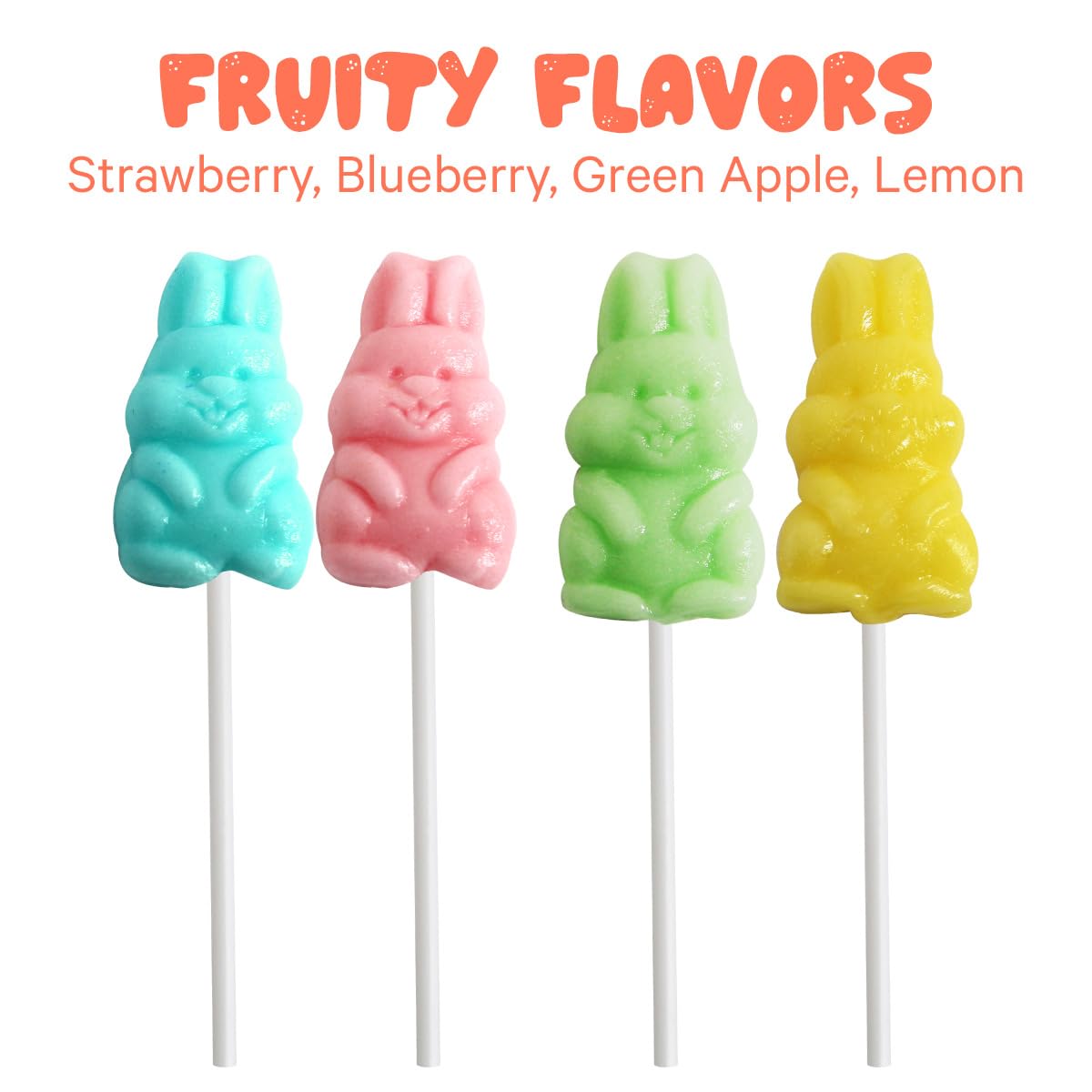 Easter Bunny Lollipops In Bulk For School And Party Favor Bag Fillers And Great For Kids Easter Basket Stuffers - Bulk Easter Candy Individually Wrapped Lollipops In Assorted Flavors, 16 Pack
