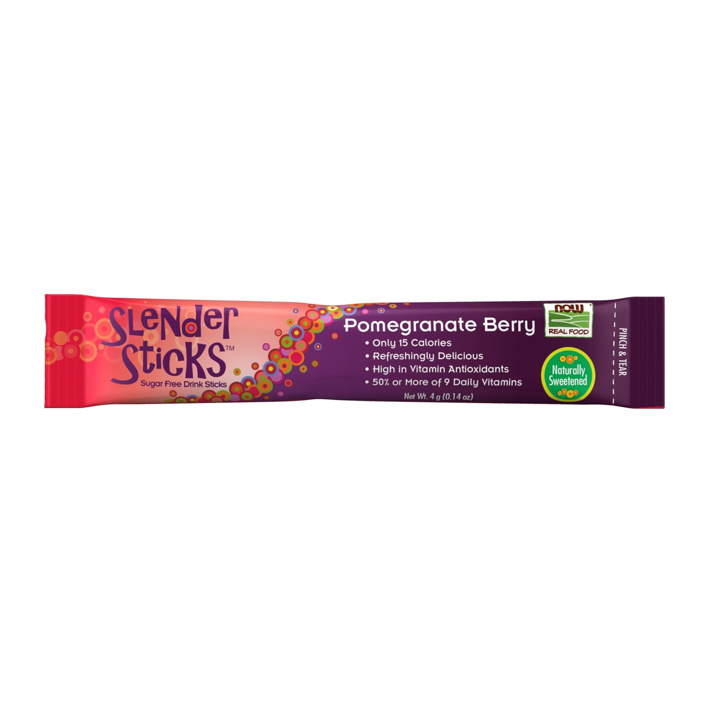 Now Foods, Slender Sticks, Pomegranate Berry, 15 Calories Per Stick, Refreshingly Delicious, With Antioxidant Vitamins A,C, E, 1
