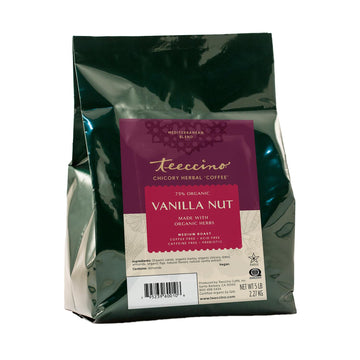 Teeccino Vanilla Nut Chicory Coffee Alternative, Medium Roast, 5 lb Bag, Caffeine Free, Acid Free, Ground Herbal Coffee