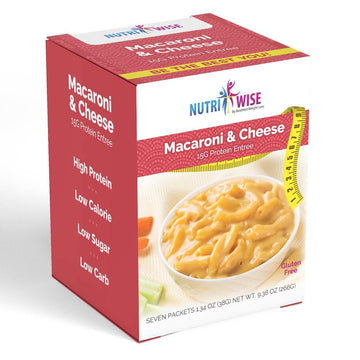 NutriWise Creamy Macaroni and Cheese Entree | High Protein, Low Sugar, Low Calorie, Low Carb | Aspartame & Sucralose Free | Glut