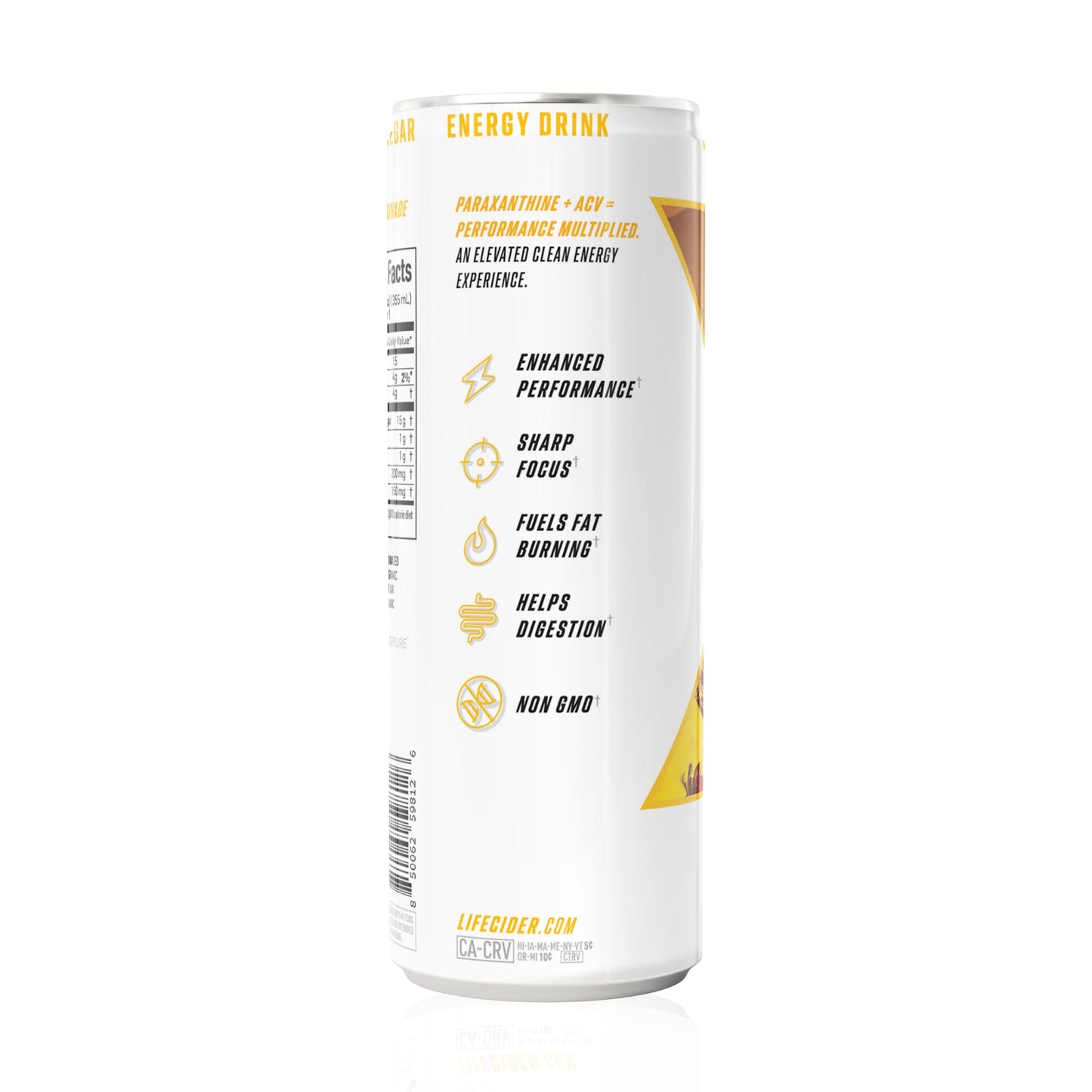 LIFE CIDER Energy Drink - Paraxanthine & Organic Apple Cider Vinegar, Strawberry Lemonade Flavor, 12 fl oz Cans, 12 Pack