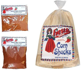 Bolner'S Fiesta Extra Fancy Tamale Seasoning Kit With Corn Shucks Bundle - Seasons 4# Meat And Masa: (1) Tamale Masa Seasoning,