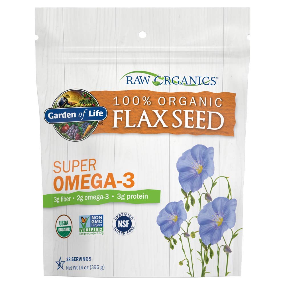 Garden of Life 100% Organic Ground Flax Seed, Cold Milled Premium Golden Flaxseed Meal for Women and Men, 2g Omega 3, Lignans, 3