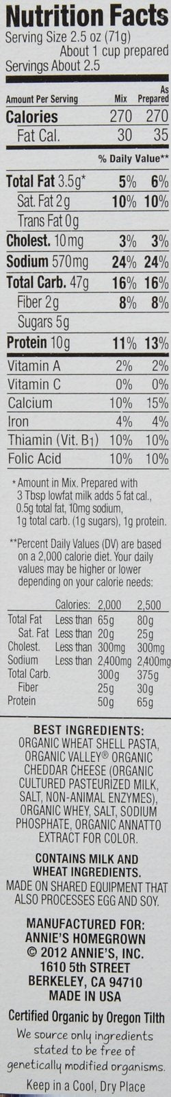 Anne's Homegrown Organic Shells & Real Aged Cheddar Macaroni & Cheese (1 x 6 OZ)