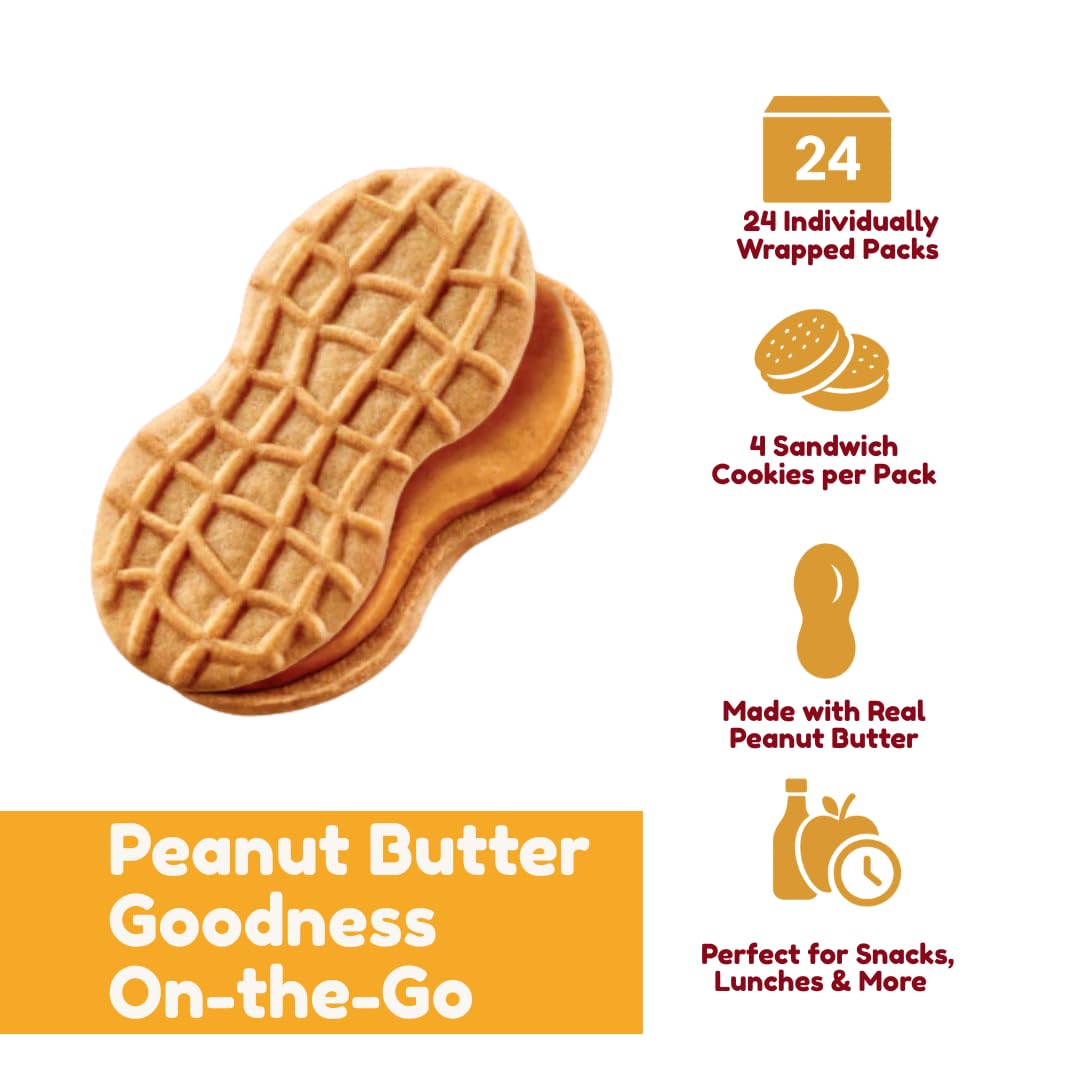 Nutter Butter Cookies - Classic Peanut Butter Sandwich Cookies  24 Pack - Individual Packs for Snack Lovers  Crunchy Peanut Butter Flavor  Perfect for Sharing  Great for Lunchboxes