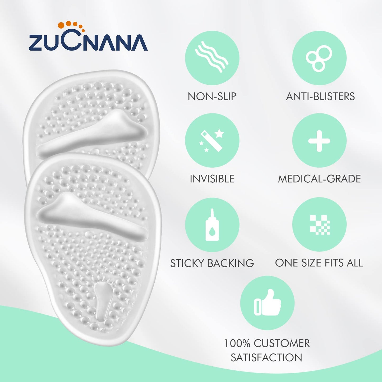 Metatarsal Pads (2 Pairs Shoe Inserts Women) | Soft Gel High Heel Inserts | Invisible Ball Of Foot Cushions For Women Foot Pain
