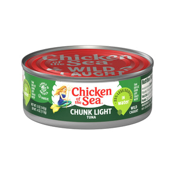 Chicken of the Sea Chunk Light Tuna in Water, 5 oz. Can (Pack of 1), Wild Caught Canned Tuna, 25% Less Sodium