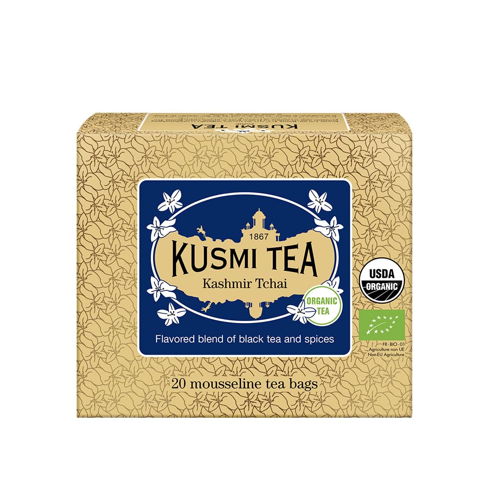 Kusmi Tea - Kashmir Tchai - Organic Black Tea Flavored with Anise, Cardamom, Cinnamon, Ginger & Cloves - Smooth, Flavourful, Caf