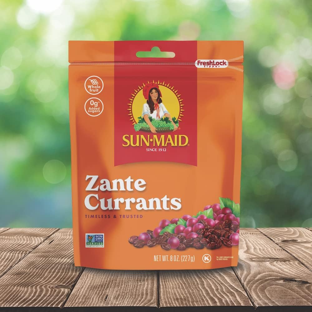 Sun-Maid California Sun-Dried Zante Currants - (4 Pack) 8 oz Resealable Bag - Dried Fruit Snack for Lunches and Snacks