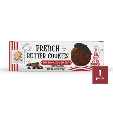 Pierre Biscuiterie French Butter Cookies With Dark Chocolate & Sea Salt 5.29 Ounce Box (Pack Of 1)