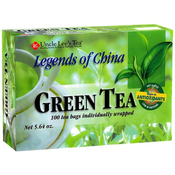 Uncle Lee’s enhanced Green Tea, Caffeinated, 100 Count – Antioxidant-Rich Young Leaves in Individually Wrapped Tea Bags, 5.64 Oz