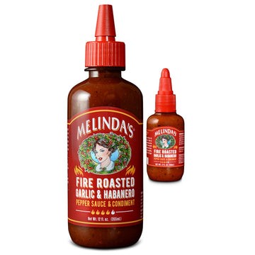 Melindas Fire Roasted Garlic & Habanero Hot Sauce - Made with Garlic, Roasted Fresh Peppers, Lime Juice - Richy & Smoky Habanero