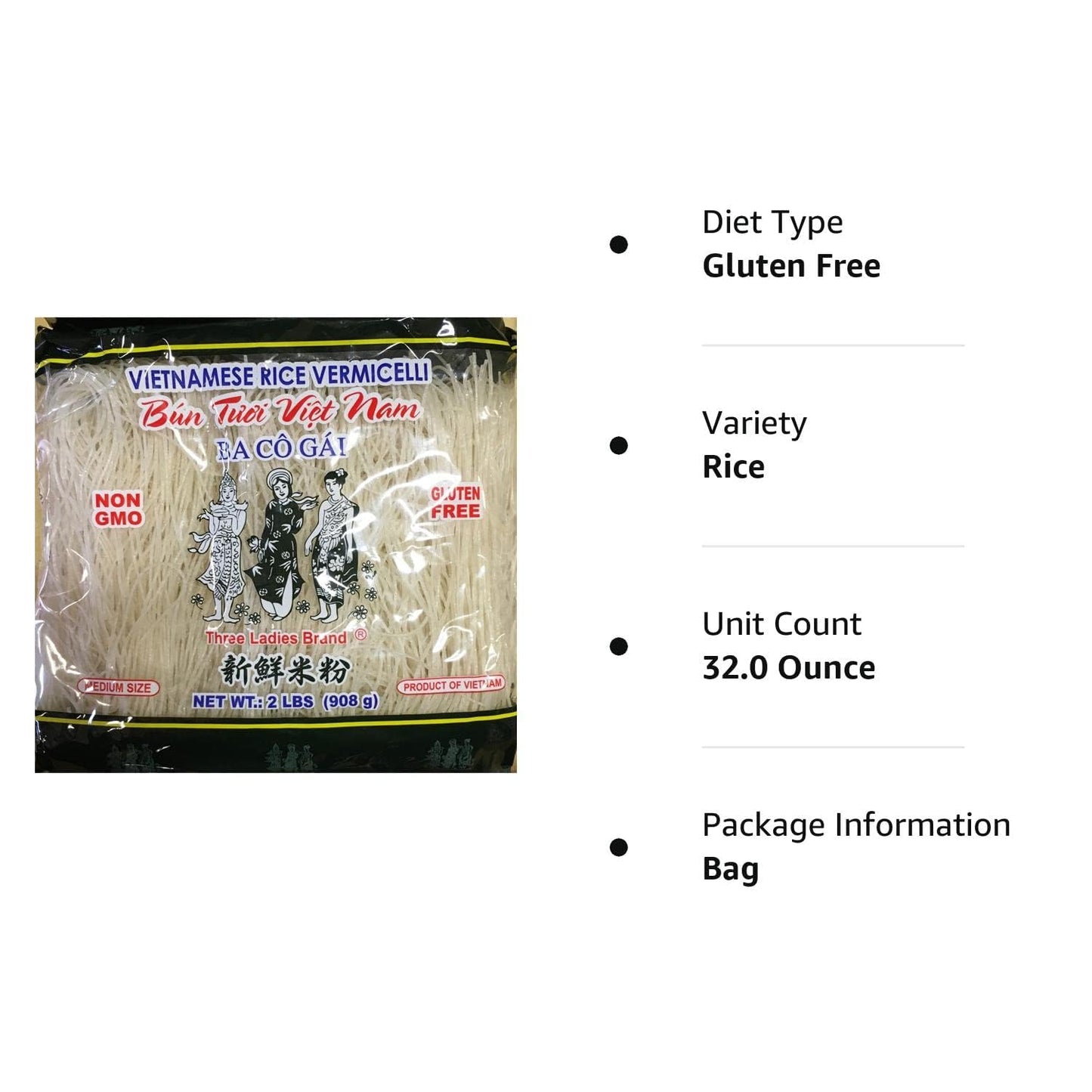 Three Ladies Vietnamese Rice Stick(Vermicelli) 2Lbs,1 Pack