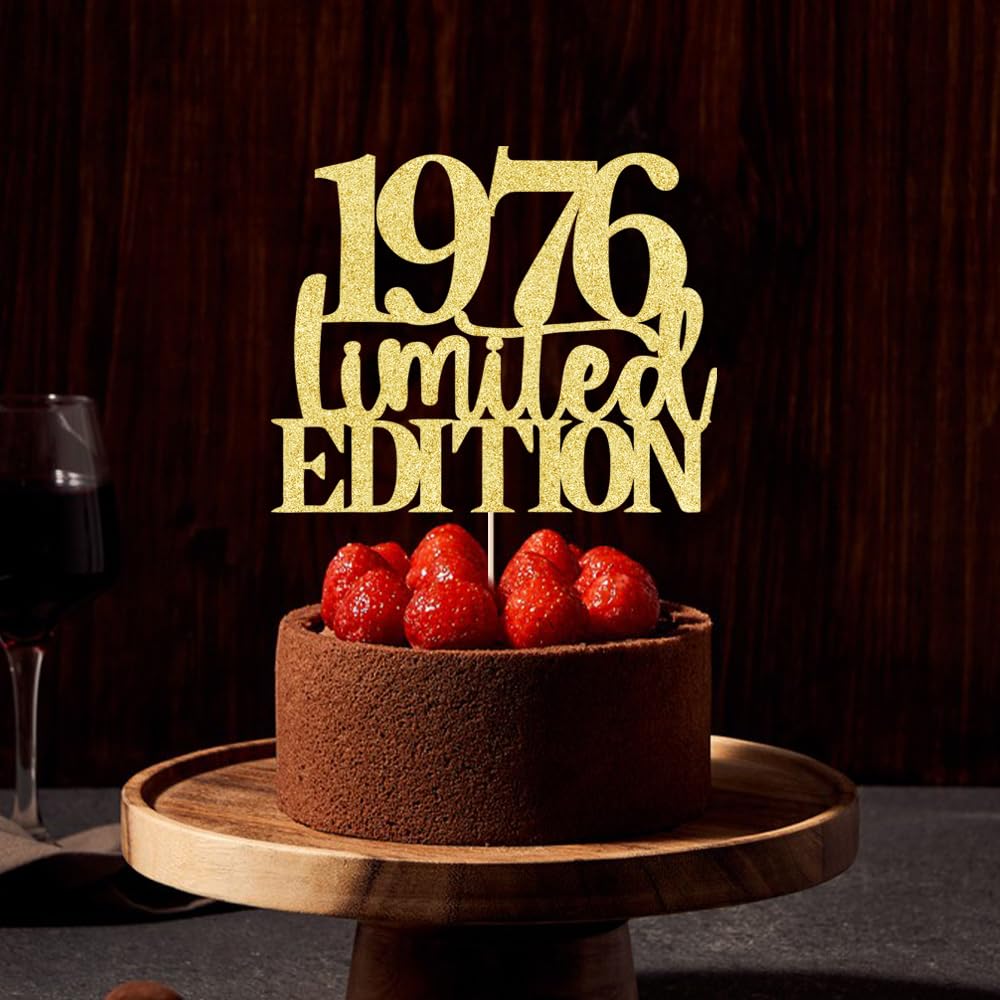 Limited Edition 1976 Cake Topper 49Th Birthday Happy Birthday Cake Topper Men And Women Cheer 49 Years Old Handmade Golden Glitt