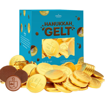 The Dreidel Company Hanukkah Chocolate Gelt, Nut-Free, Belgian Milk Chocolate Coins, Foil Wrapped Gold Coins Kosher Dairy Chanuk