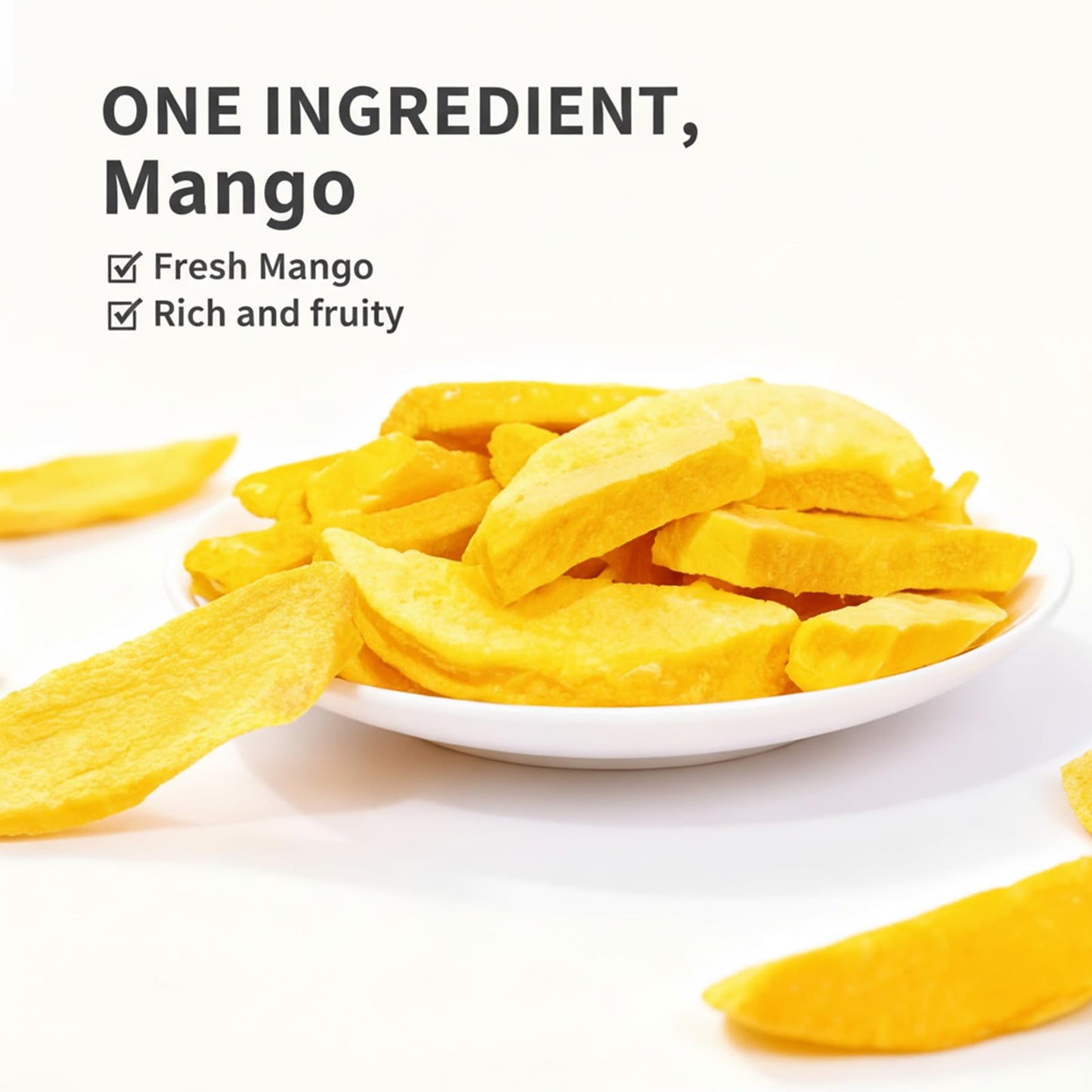 Freeze Dried Mangoe Chunks No Sugar Added 7.05OZ,Freeze Dried Fruit, Dried Mangoes, Fruit Snacks, Ideal for Infusing Drinks, Bak