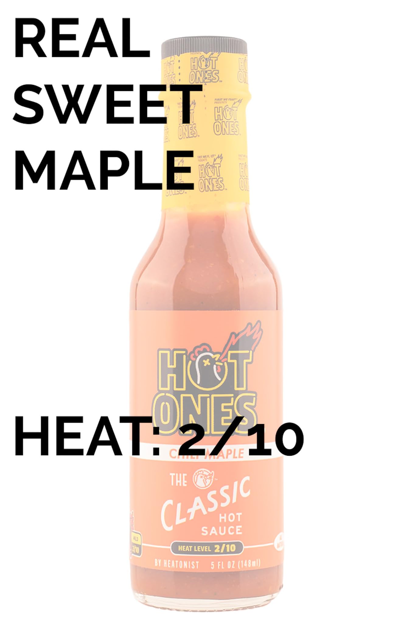 HOT ONES Chili Maple Sauce, Natural Ingredients, 5 fl oz Bottle, Red, Model 0851444008219