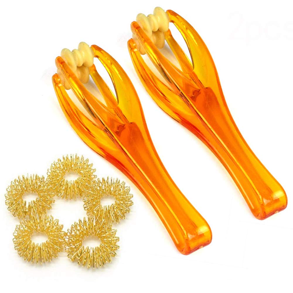 2 Pcs Finger Roller Massager And 5 Pcs Acupressure Massage Rings For Finger Hand Massage, Hand Blood Circulation Massage Roller 