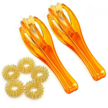 2 Pcs Finger Roller Massager And 5 Pcs Acupressure Massage Rings For Finger Hand Massage, Hand Blood Circulation Massage Roller 
