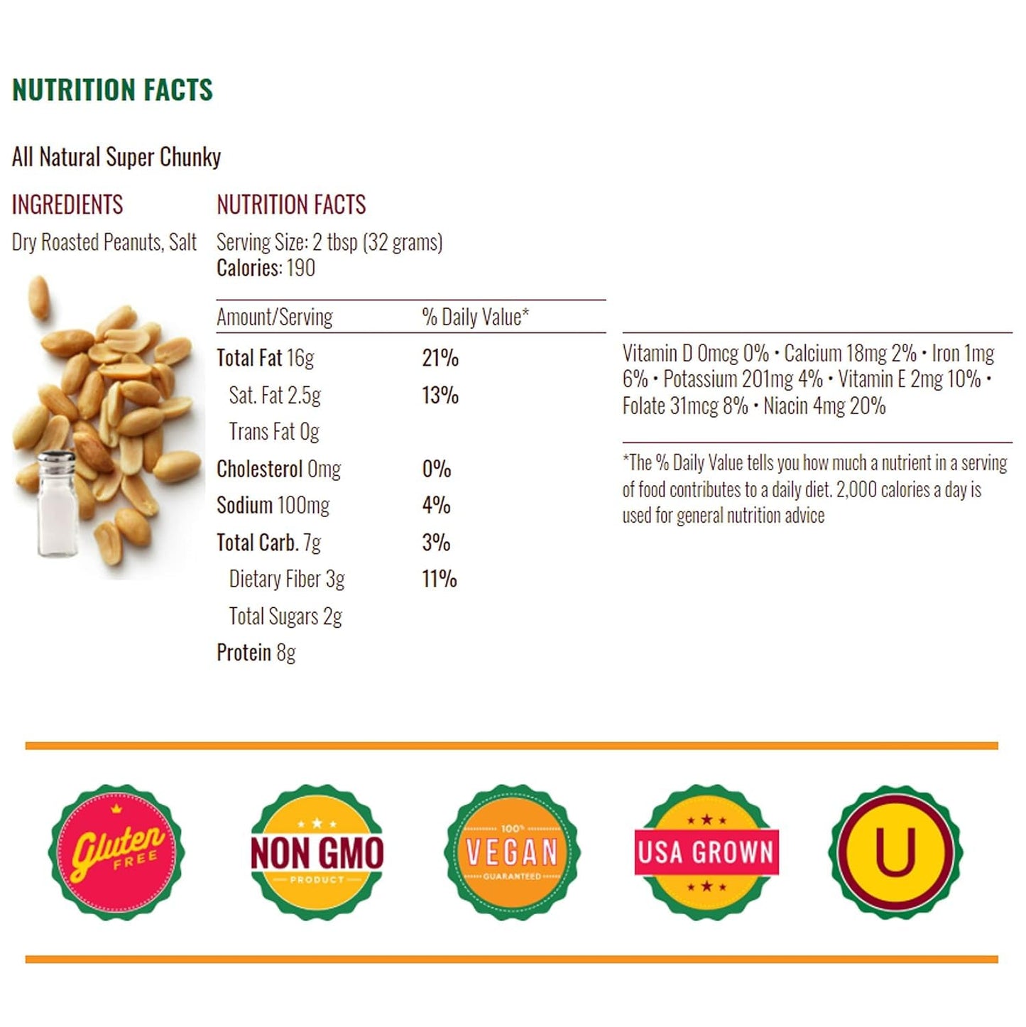 Teddie All Natural Peanut Butter, Chunky, Gluten Free & Vegan (16 Ounce (Pack of 12))