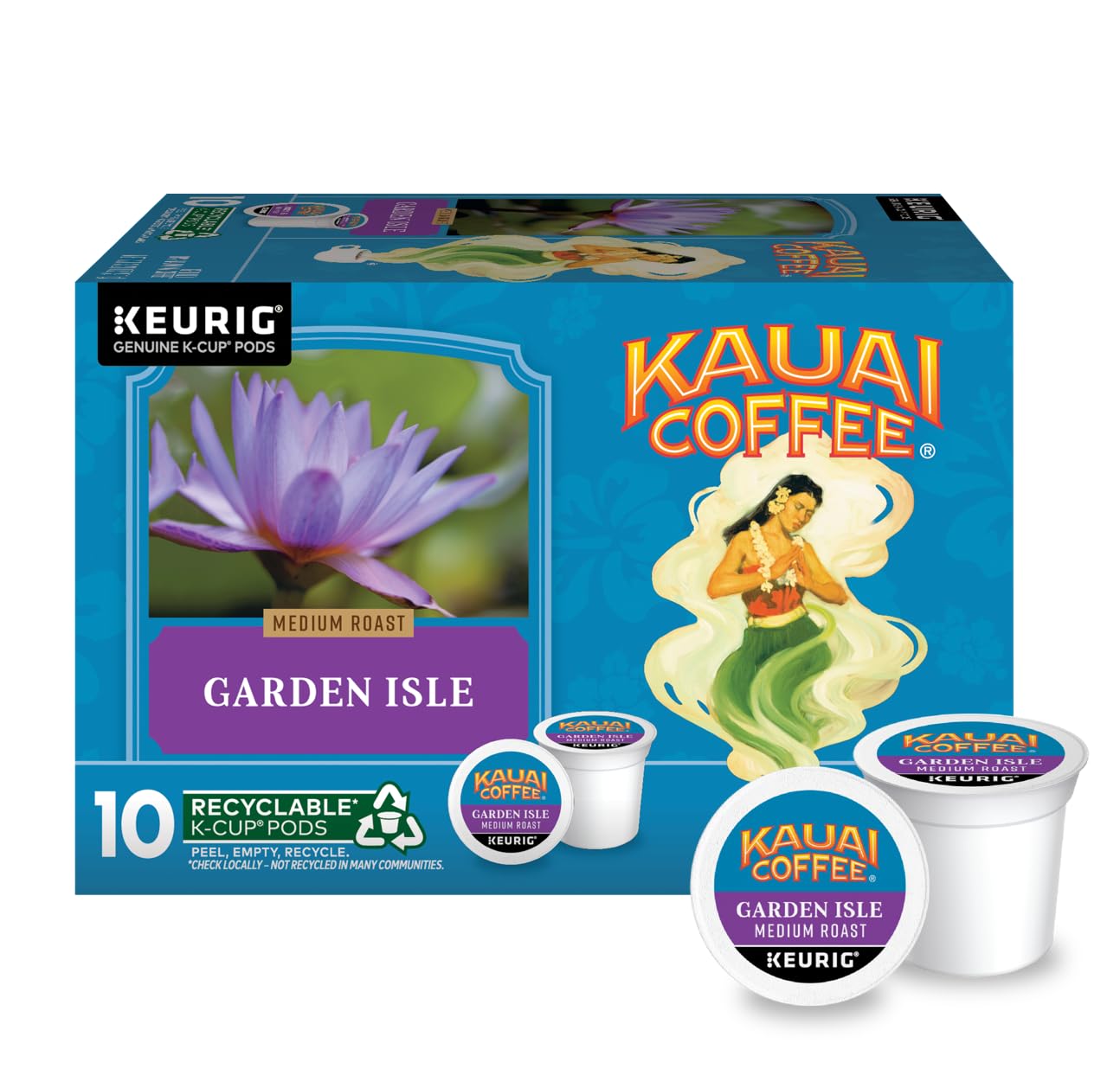 Kauai Coffee Garden Isle Medium Roast K-Cup Pods - 10 Count (Pack of 6)