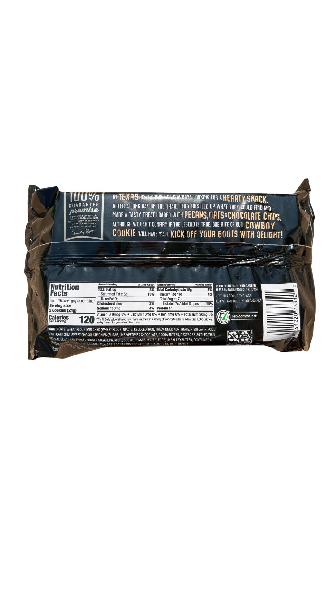 Cowboy Chocolate Chip Pecan Oat Cookies Heb 12.4 Oz (Pack Of 3)