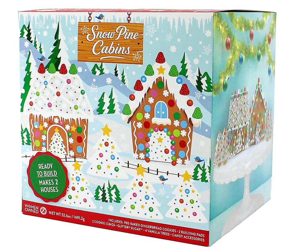 DIY Easy Build Gingerbread House Christmas Cookie Decorating Kit 2-Pack - Ready-to-Build Holiday Houses with Icing & Candy (52.6 Ounce)