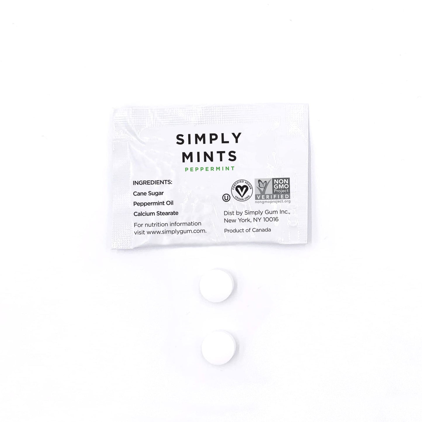 Simply Gum Peppermint Breath Mints, Individually Wrapped, 50 Count Pack, Party Favors, Gender Reveal, Black & Yellow