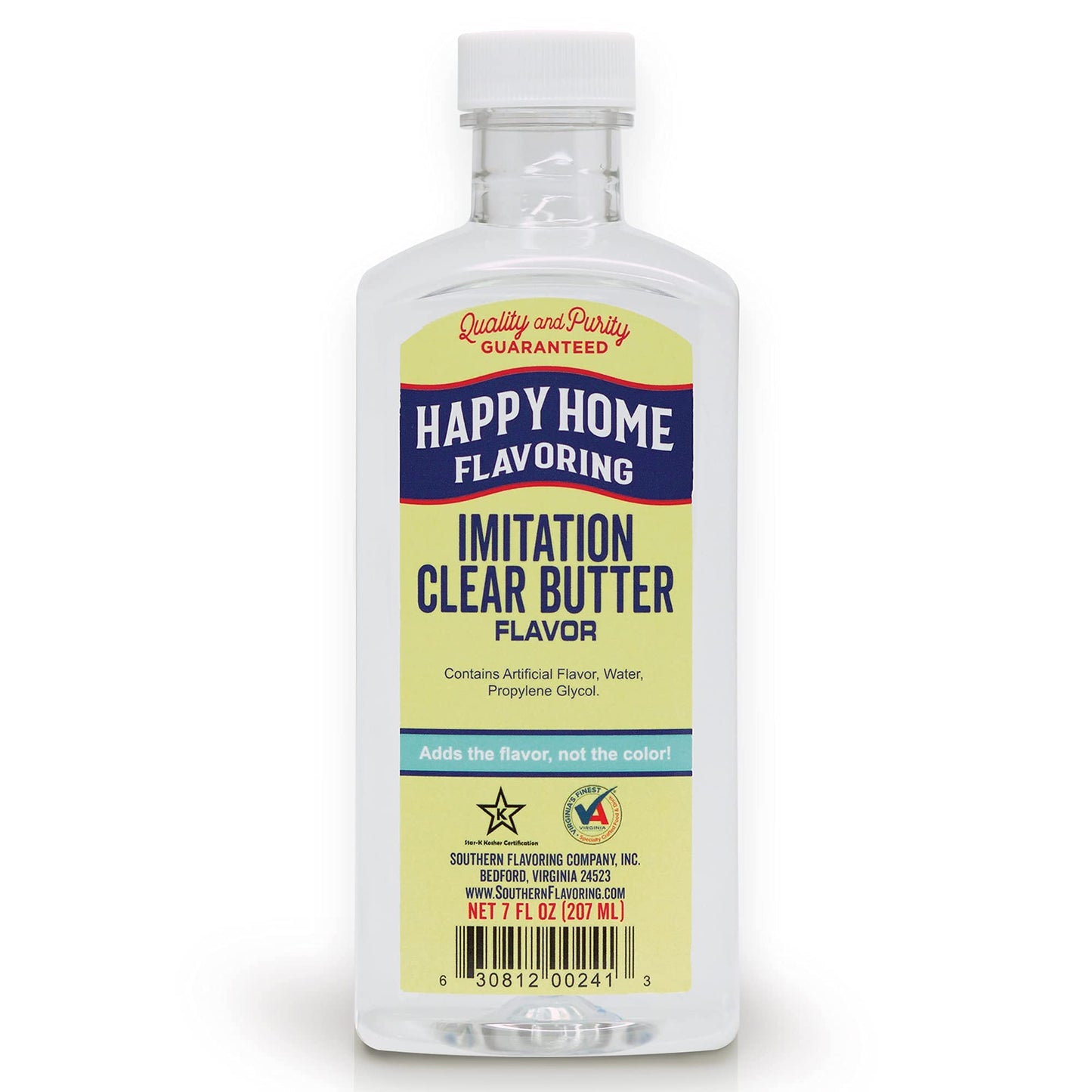 Happy Home Imitation Clear Butter Flavoring, Non-Alcoholic, Certified Kosher, 7 Fl Oz