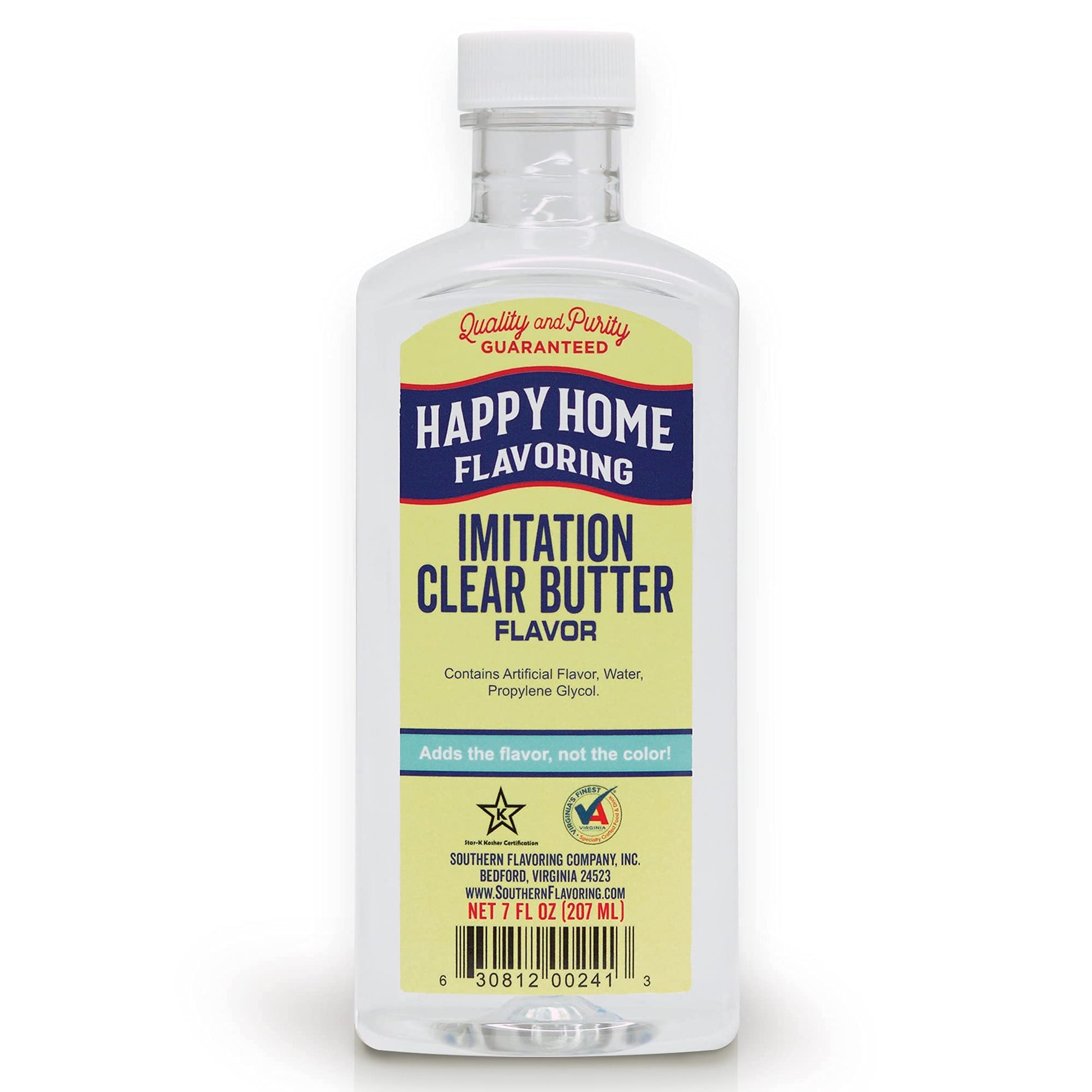 Happy Home Imitation Clear Butter Flavoring, Non-Alcoholic, Certified Kosher, 7 Fl Oz