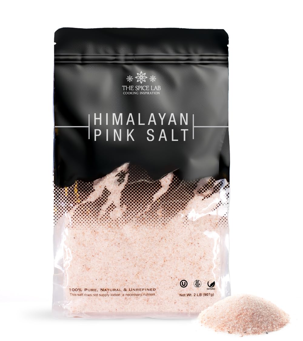 The Spice Lab Himalayan Salt - Fine 2 Lb Bag - Pink Himalayan Salt is Nutrient and Mineral Dense for Health - Gourmet Pure Cryst