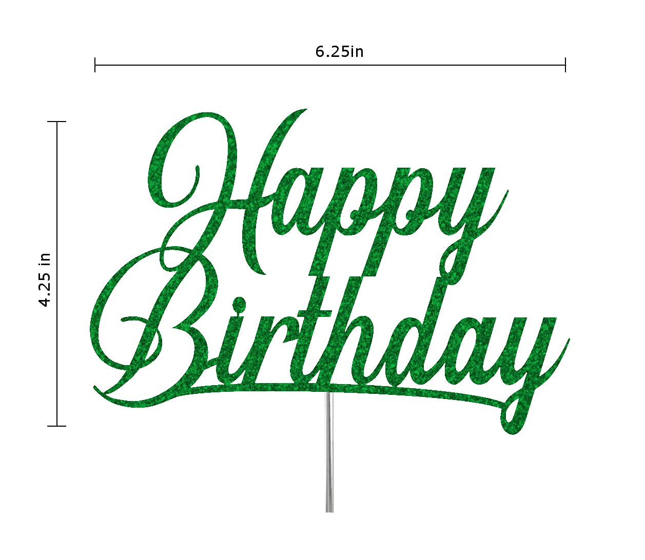 RokAPary Happy Birthday Glitter Cake Topper, Acrylic Decoration, Green