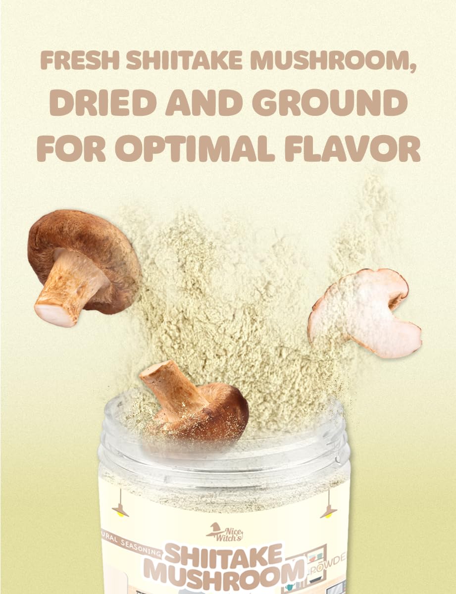 Nice Witch'S Korean 100% Pure Shiitake Mushroom Powder 3.53Oz/ 100G - All-Natural Flavor For Soups, Sauces, And Seasonings