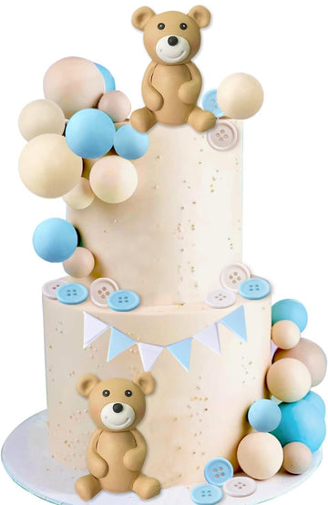 3D Bear Balls Cake Toppers For Birthday Baby Shower Party Decorations(33Pcs)