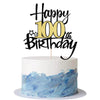 Kaoenla Black Gold Glitter Happy 100th Birthday Cake Topper - Hello 100/Cheers100,Happy fourteen Birthday Anniversary,100 years 