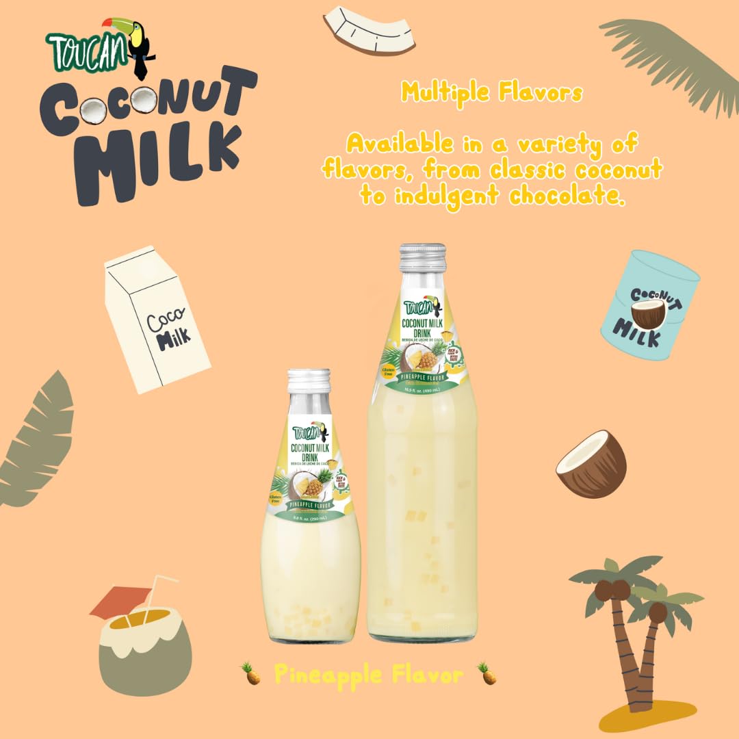 Pocas Coconut Milk Drink with Nata De Coco, Pineapple Flavor, 9.8 Fl Oz (Pack of 4)