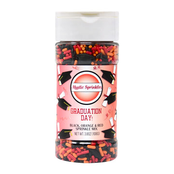 Mystic Sprinkles Graduation Day Sprinkles Mixes (Graduation Day! Black, Orange & Red Sprinkle Mix 3.8Oz)