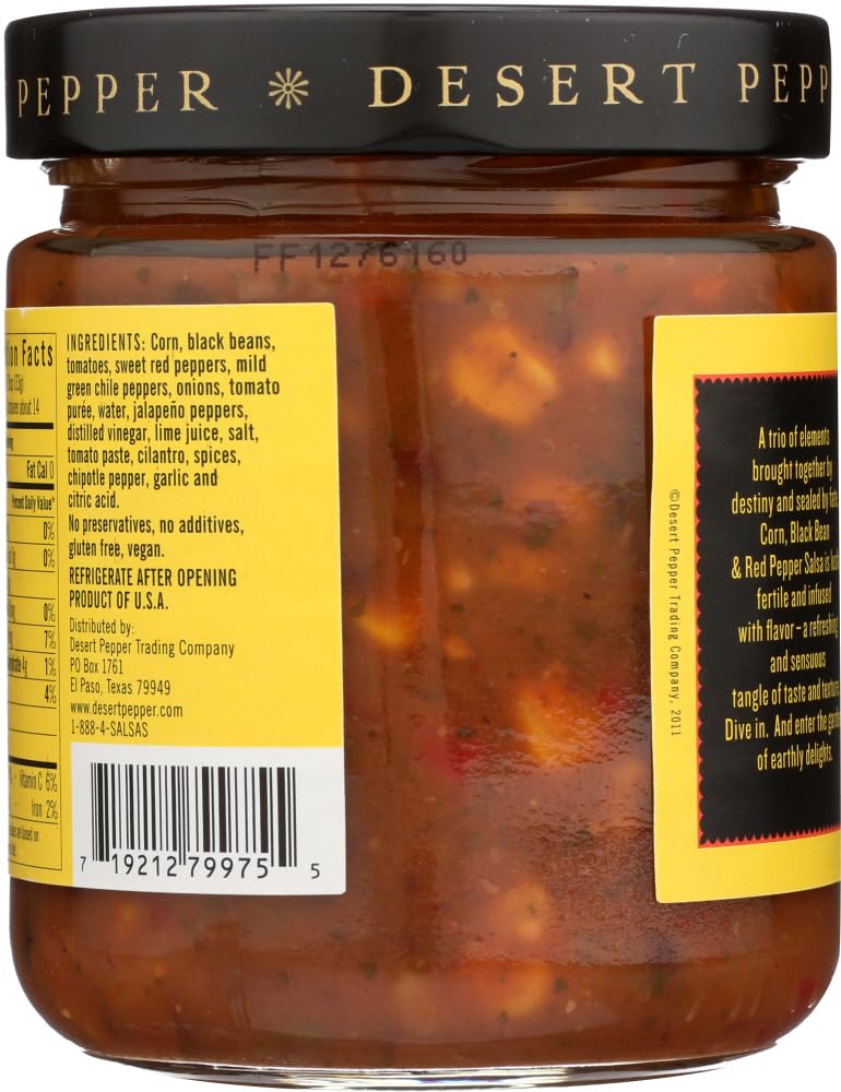 Desert Pepper Corn, Black Bean, Roasted Red Pepper Salsa [Case Count: 6 per case][Case Contains: 96 OZ]