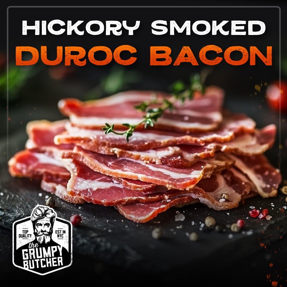 Dens Hot Dogs Gspirit-inspired flavorpy Butcher Thick-Cut Smoked Bacon - 2 Pack, 1 lb each, Heritage Duroc Pork Belly, Frozen, Vacuum-Sealed