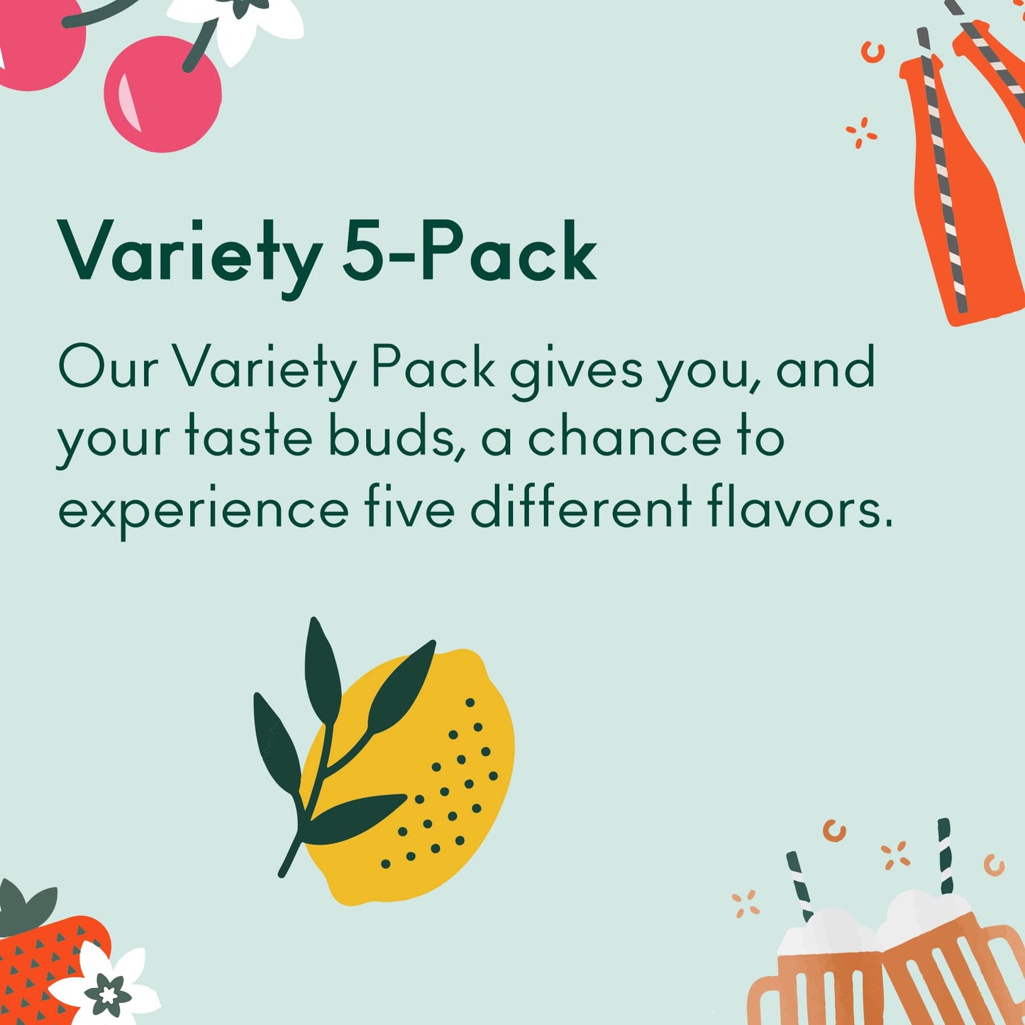 OLIPOP Soda Variety Pack - 5 Flavors, Prebiotic Soft Drinks, 12 oz (Pack of 5), Low Calorie, Vegan
