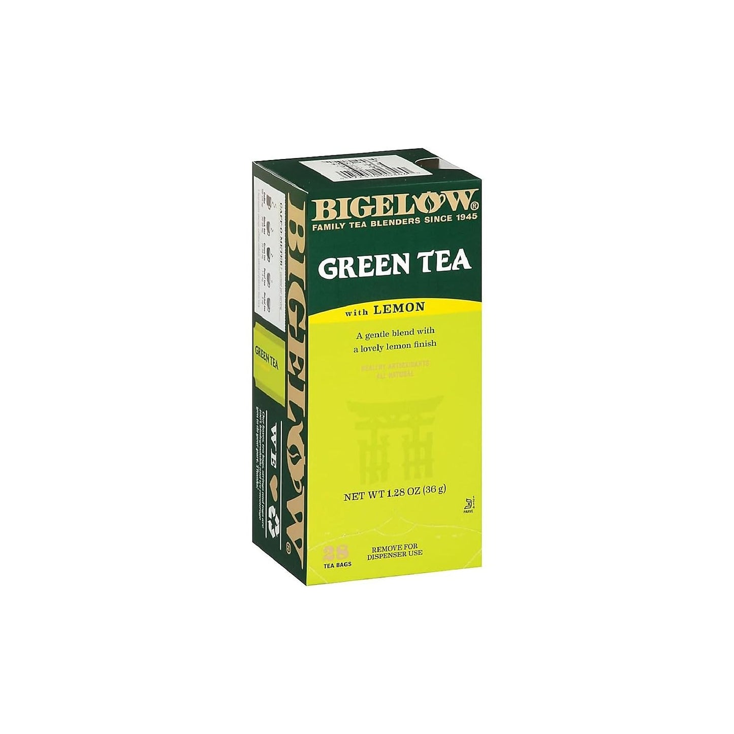 Bigelow Tea Green Tea with Lemon, 28 Count, 0.34 Lbs, Paper Packaging