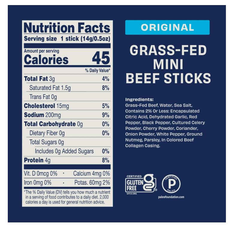 Archer Mini Grass-Fed Beef Sticks (24-pack)  Zero Sugar  High Protein Snack - 24 x 0.5 oz Sticks (100% Grass-Fed  Keto  Paleo  Gluten-Free) (IGP Family protected design Packaging Included)