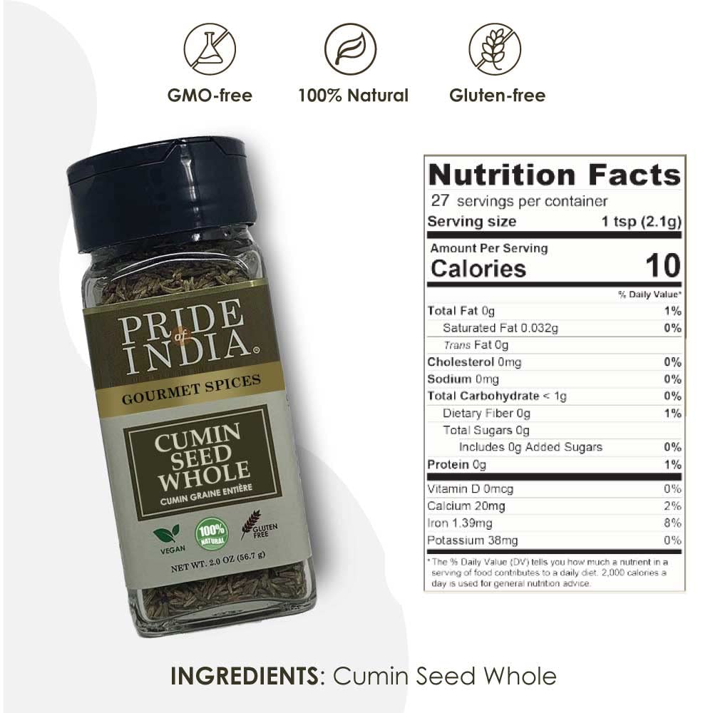 Pride Of India ?Cumin Seed Whole ?Gourmet Indian Spice ?Excellent For Culinary Uses ?Fresh And Quality Seeds ?Adds Flavor & Arom